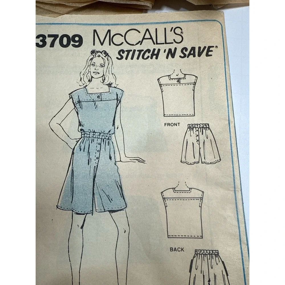 Vtg McCall's Pattern 3709 Women's Pull On‎ Shorts Top Cut 1980s 6 8 10 Normcore